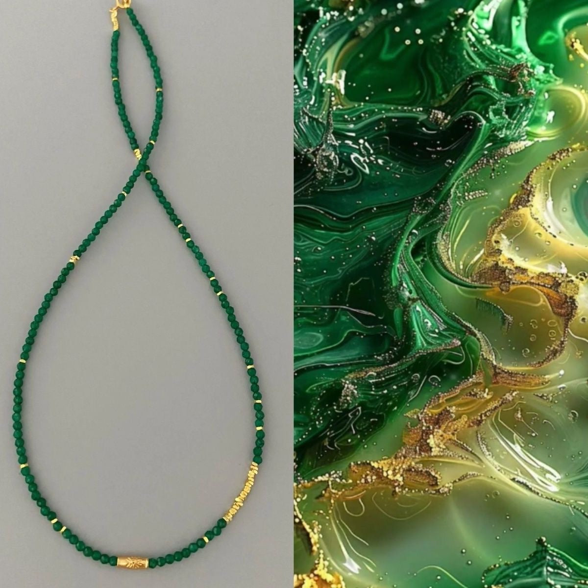 Green Natural Stone Clavicle Chain