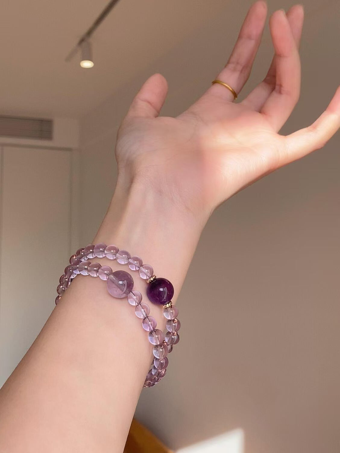 Double Circle Natural Amethyst Bracelet