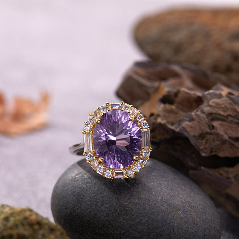 925 Silver Natural Citrine Amethyst Ring