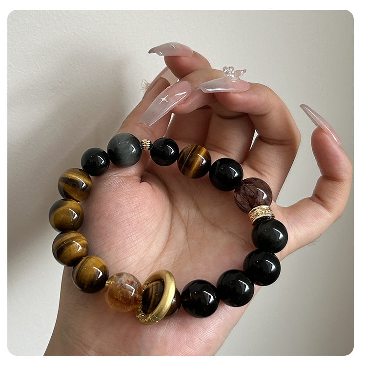 Yellow Tower Crystal Yellow Tiger Eye Tea Crystal Obsidian Red Copper Hair Bracelet