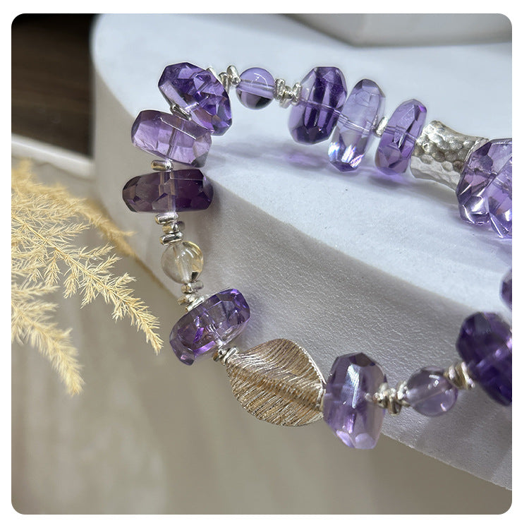 Natural Amethyst 925 Silver Bracelet