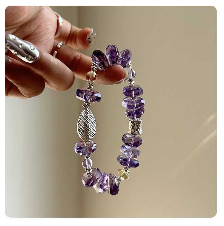 Natural Amethyst 925 Silver Bracelet