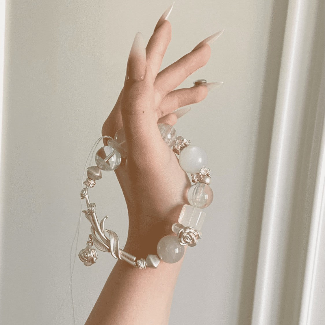 Cool White Moonlight Rose Bracelet