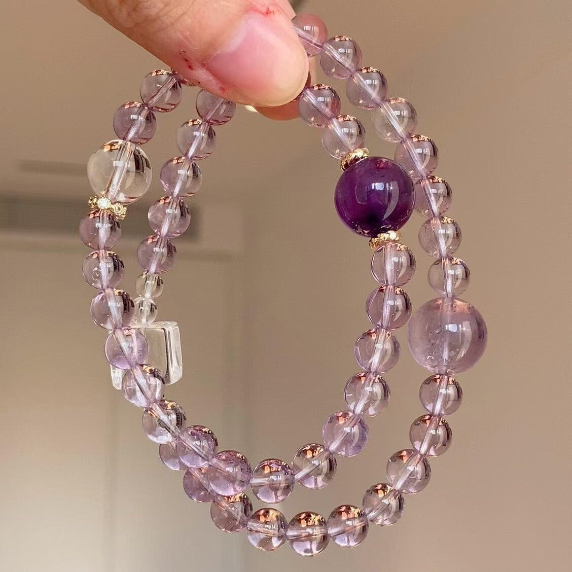 Double Circle Natural Amethyst Bracelet