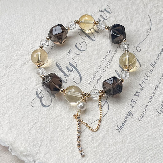 Natural tea crystal cut surface yellow crystal white crystal bracelet string