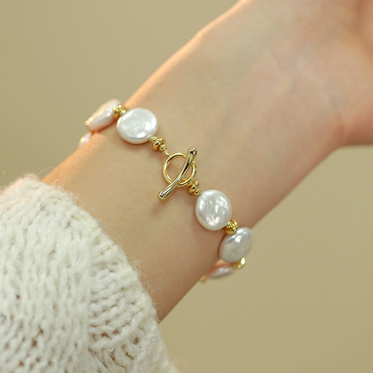 The Charm of the Sea | Irregular Freshwater Pearl Bracelet Button Baroque Irregular Shaped Pearl