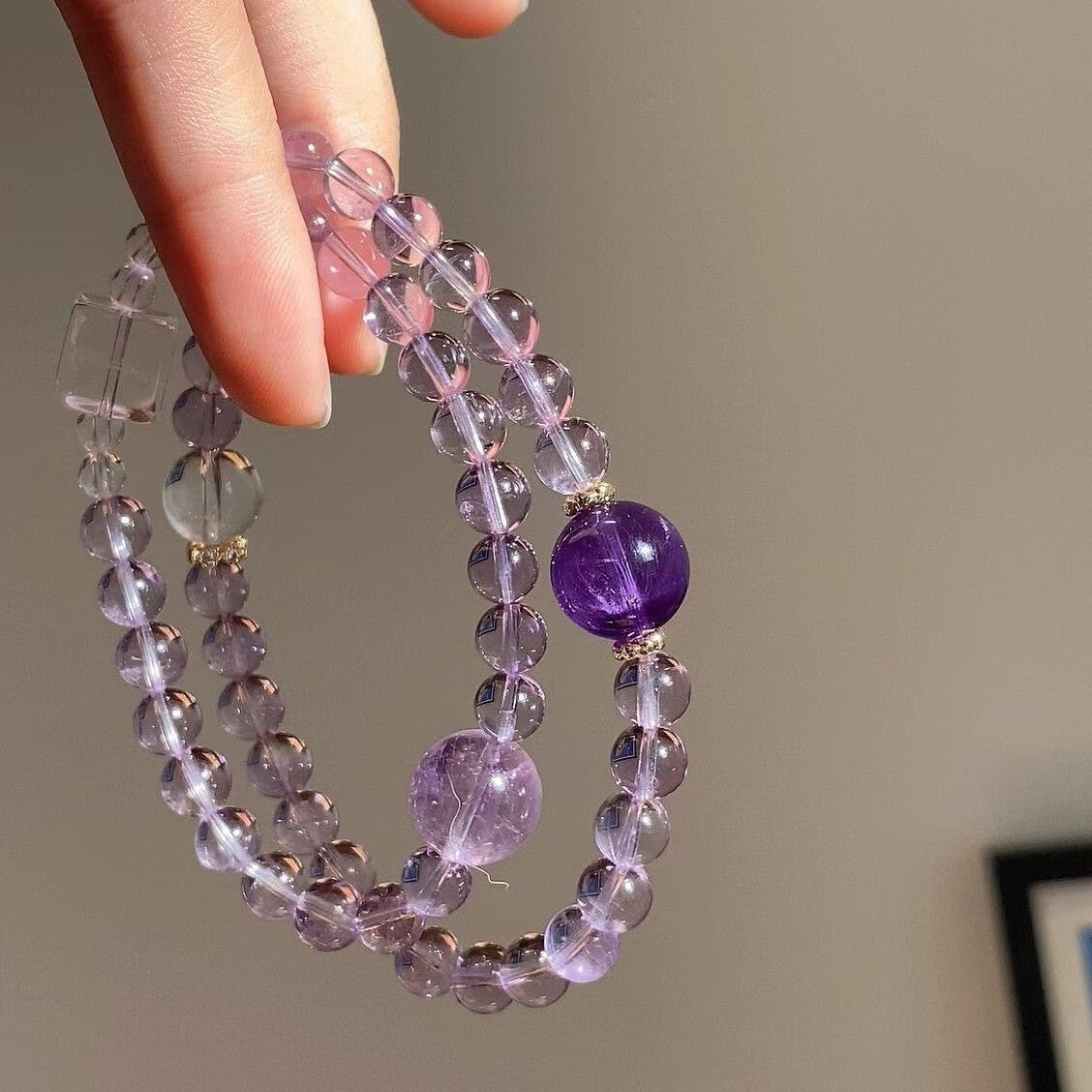 Double Circle Natural Amethyst Bracelet