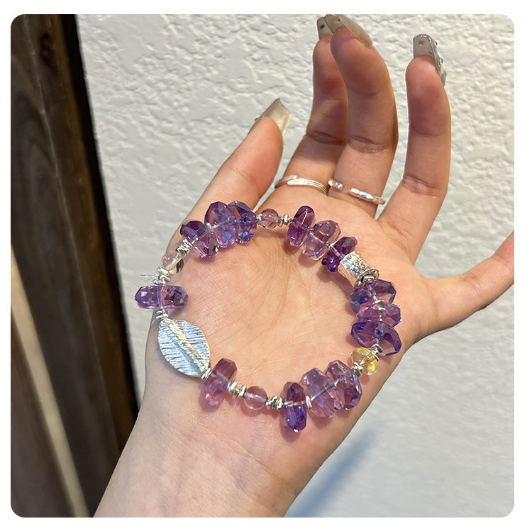 Natural Amethyst 925 Silver Bracelet