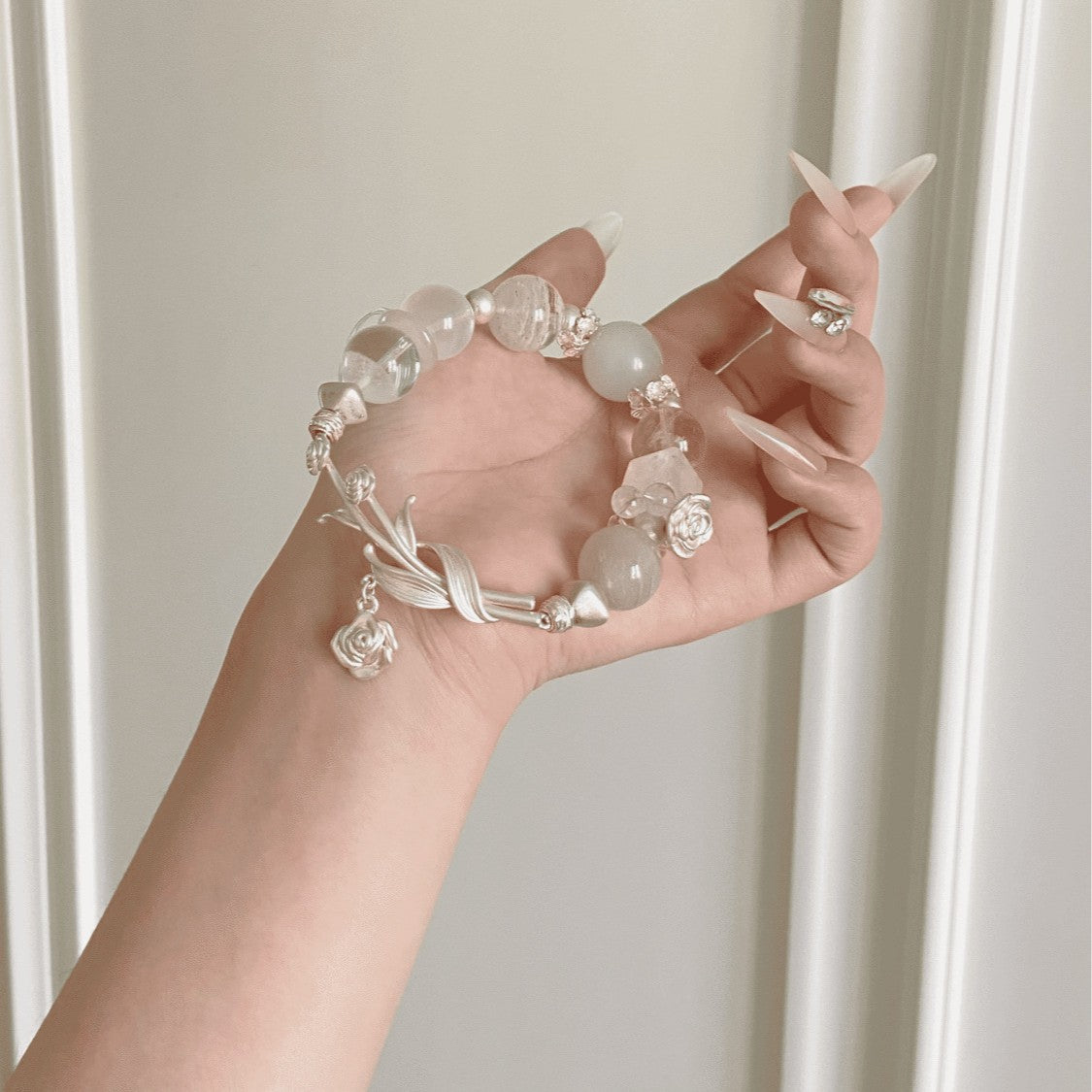 Cool White Moonlight Rose Bracelet