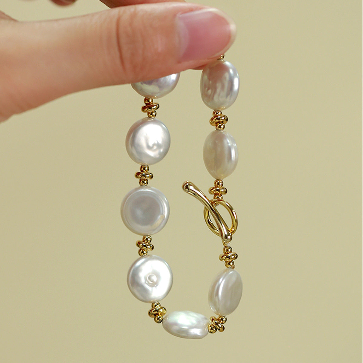 The Charm of the Sea | Irregular Freshwater Pearl Bracelet Button Baroque Irregular Shaped Pearl