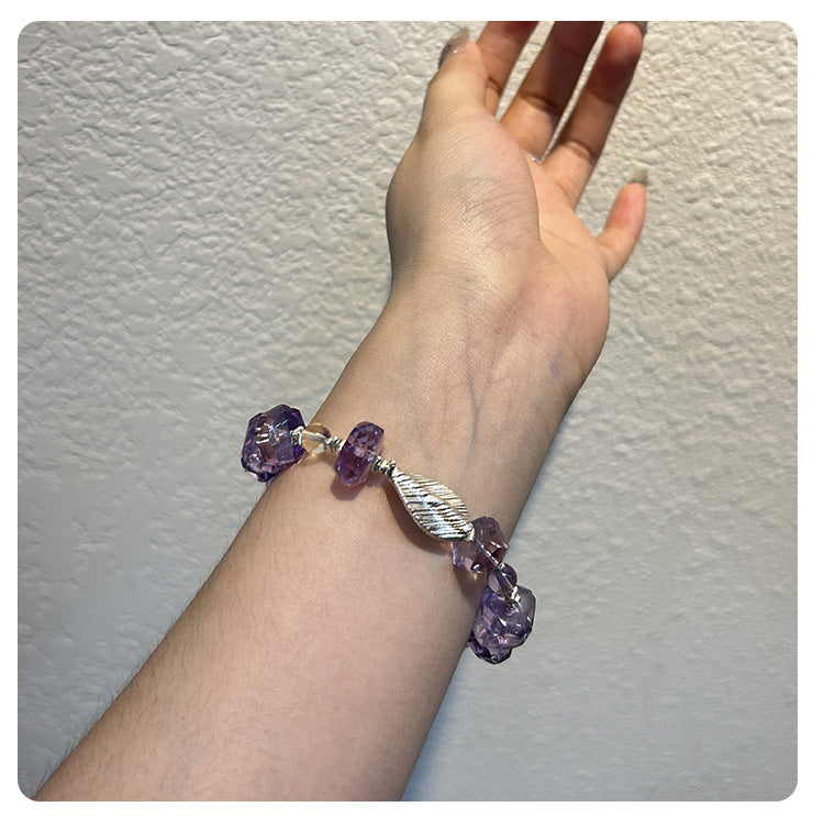 Natural Amethyst 925 Silver Bracelet