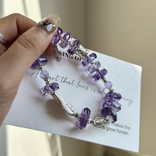 Natural Amethyst 925 Silver Bracelet