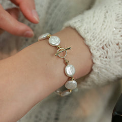 The Charm of the Sea | Irregular Freshwater Pearl Bracelet Button Baroque Irregular Shaped Pearl