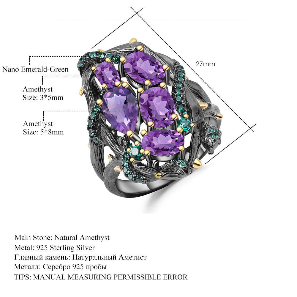 925 Silver Natural Amethyst Ring