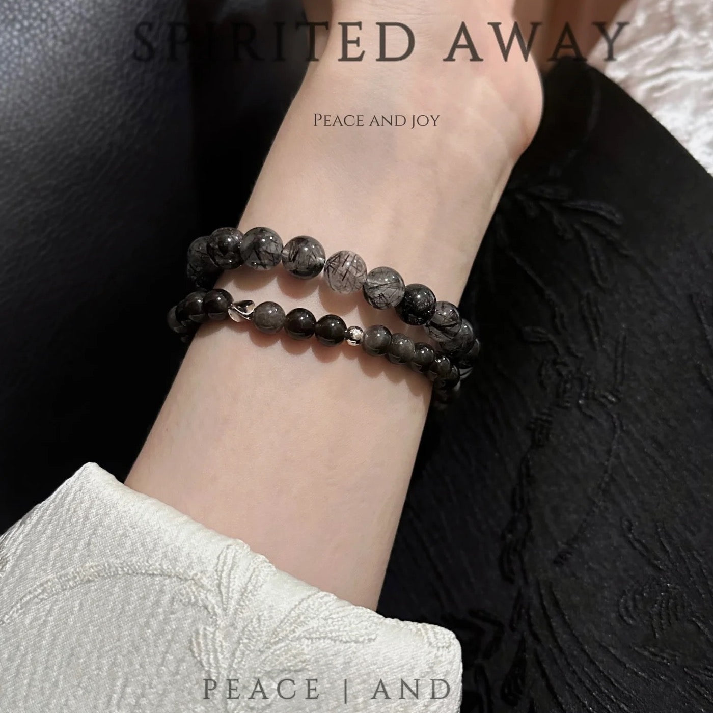 Dark Night Starry Light | Black Gold Hair Black Shining Stone Bracelet